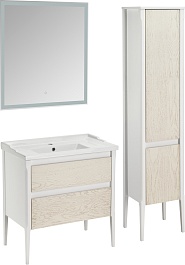 ASB-Woodline Мебель для ванной Лорена 80 белая/бежевая – фотография-2